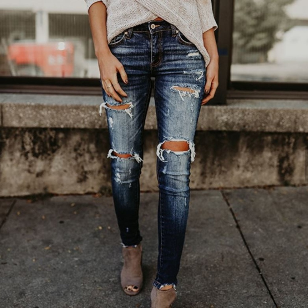 📦 Free Shipping! 📦   High Waist Distressed Denim Pencil Jeans
